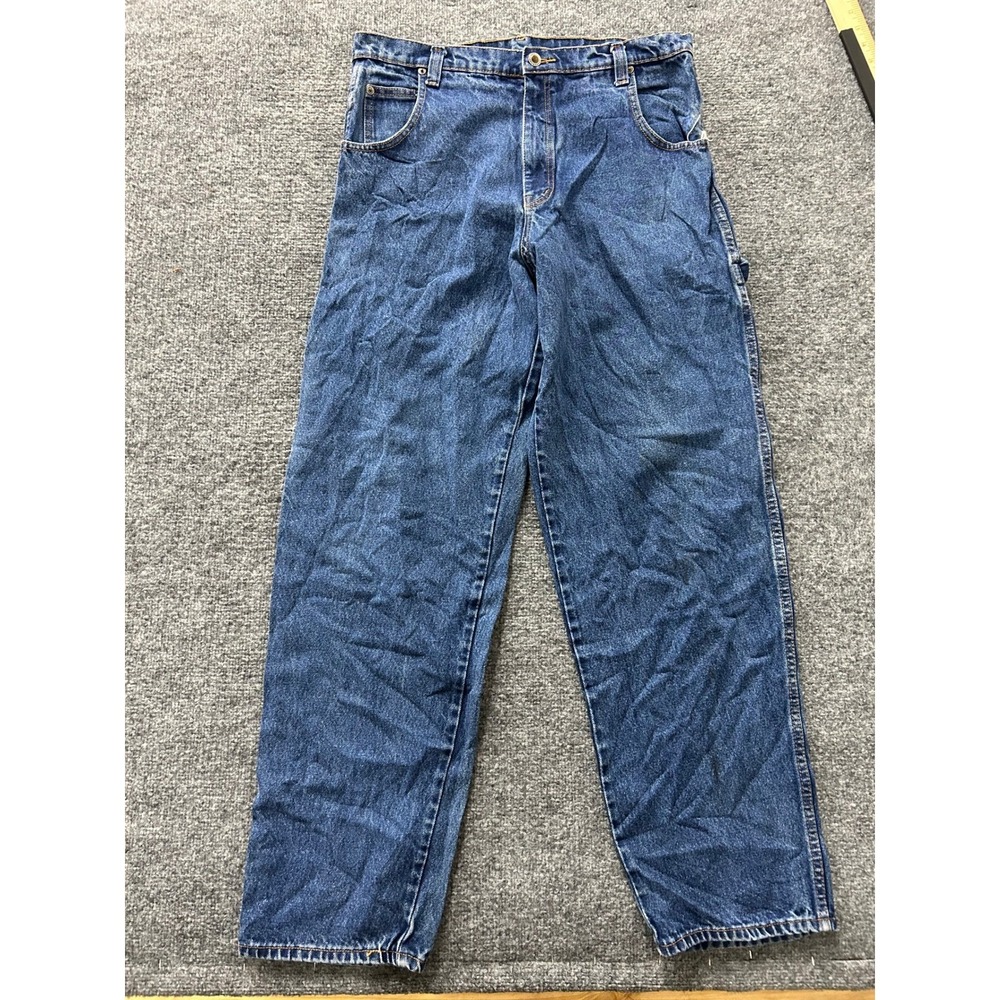 Wrangler Carpenter Jeans Mens Size 36 Blue Relaxed Fit Cotton Denim Workwear